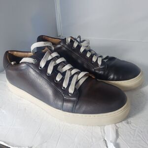 Peter Millar Crown Leather Sneaker Mens Shoe 9.5  Brown Lace Up  MF19F04